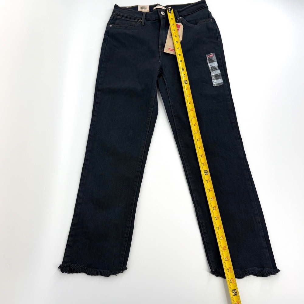 Levi's 724 High-Rise Straight Cropped Jeans Womens 4 W27 Black NWT Frayed Hem - Picture 10 of 12